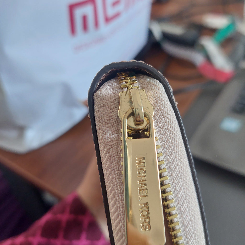 Michael Kors Rose Gold Jet Set Charm Zip Around Wallet | Pre Loved |