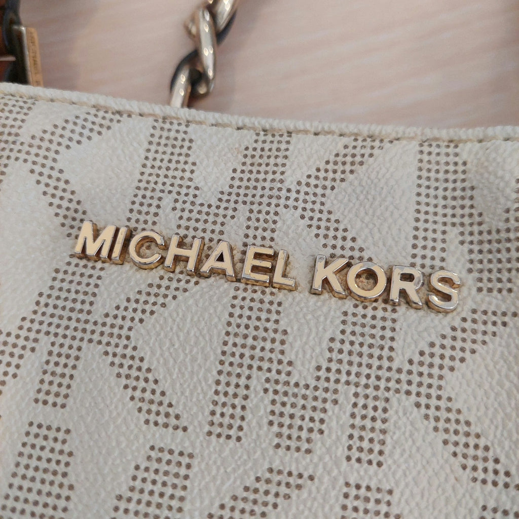 Michael Kors Vanilla Monogram Chain Tote | Pre Loved |