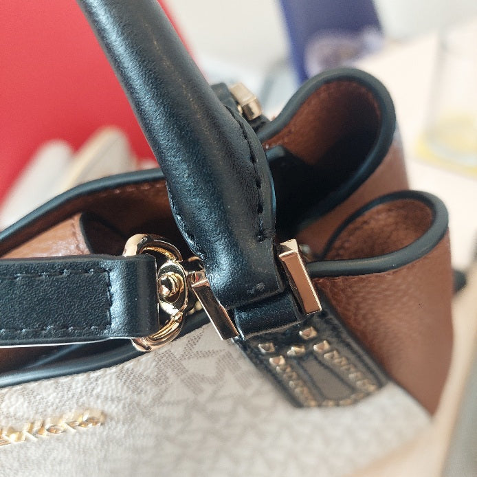 Michael Kors Kimberly Vanilla Studded Small Satchel Bag | Gently Used |