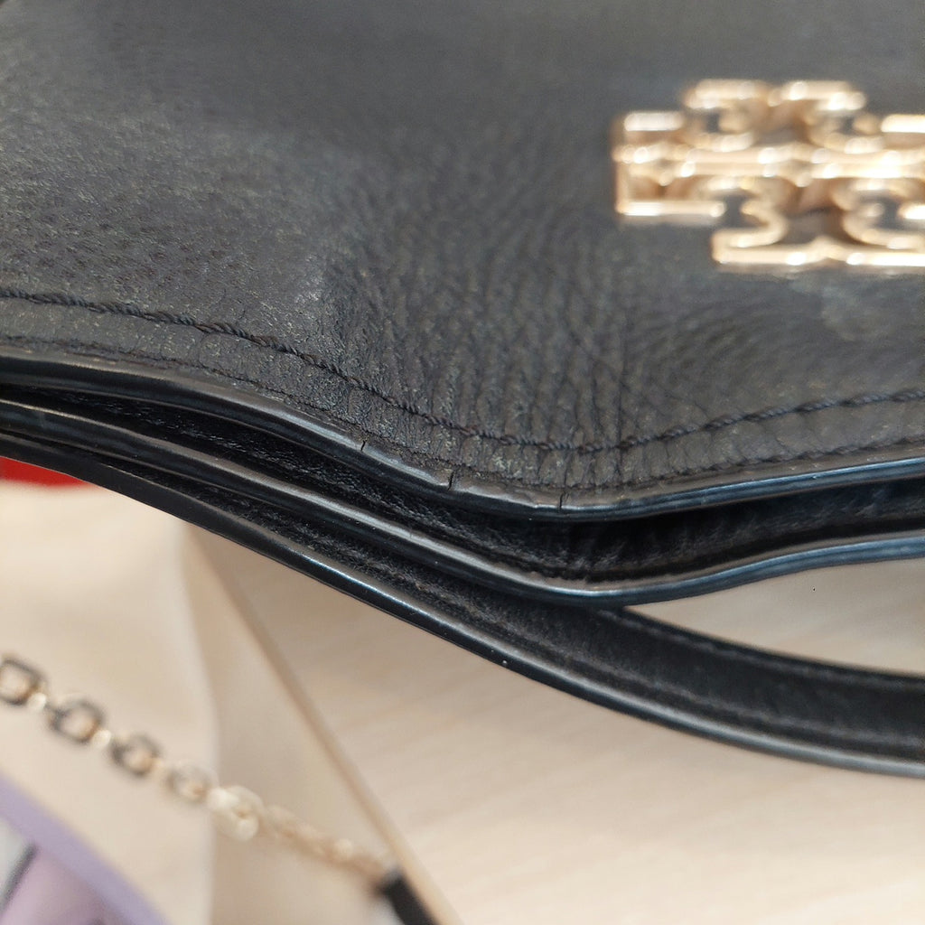 Tory Burch Black Leather Britten Shoulder Bag | Pre Loved |
