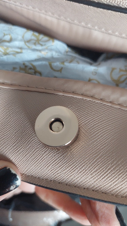 GUESS Brown & Beige Brooker Logo Satchel Bag | Brand New |