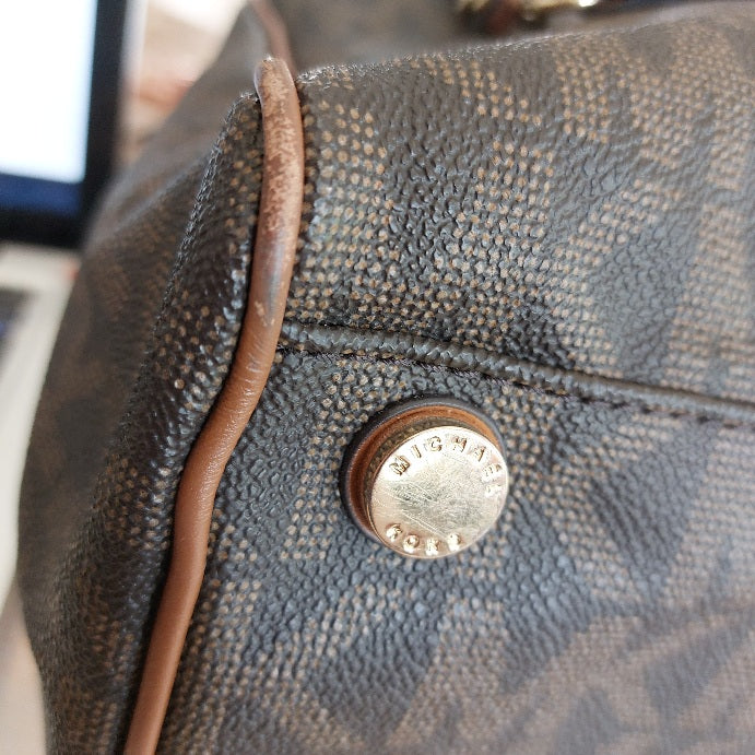 Michael Kors Brown Signature Monogram Large Shoulder Bag | Pre Loved |