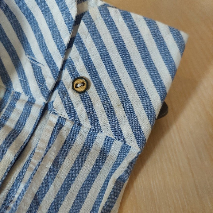 Zara Blue & White Striped Collared Shirt | Pre Loved |