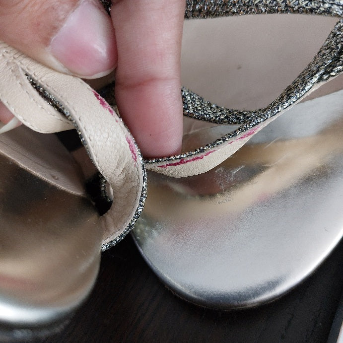 Jimmy Choo Gold Glitter Leather Heels | Pre Loved |