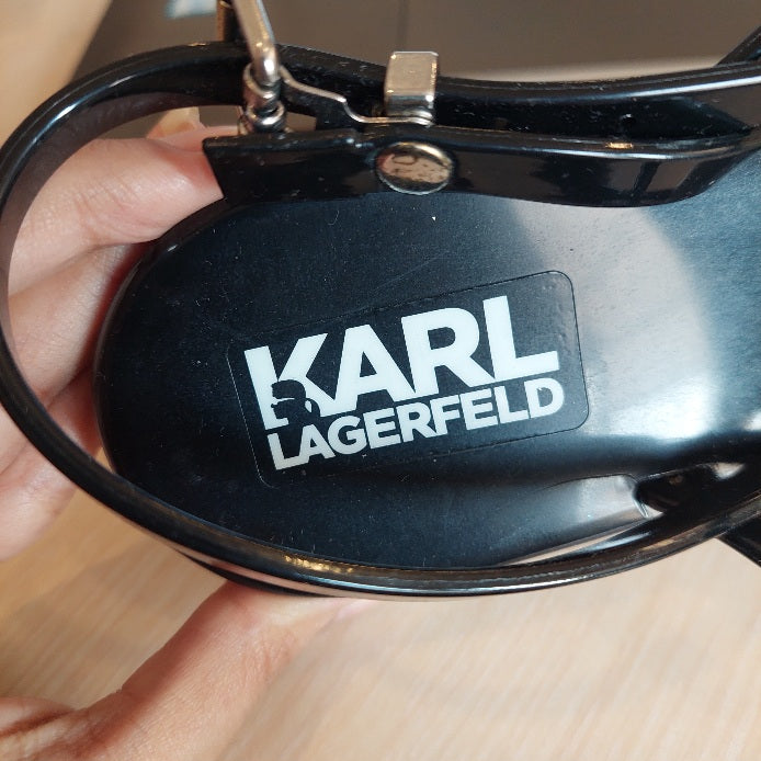 Karl Lagerfeld Black Jelly Karl Ikonic Sling Sandals | Brand New |