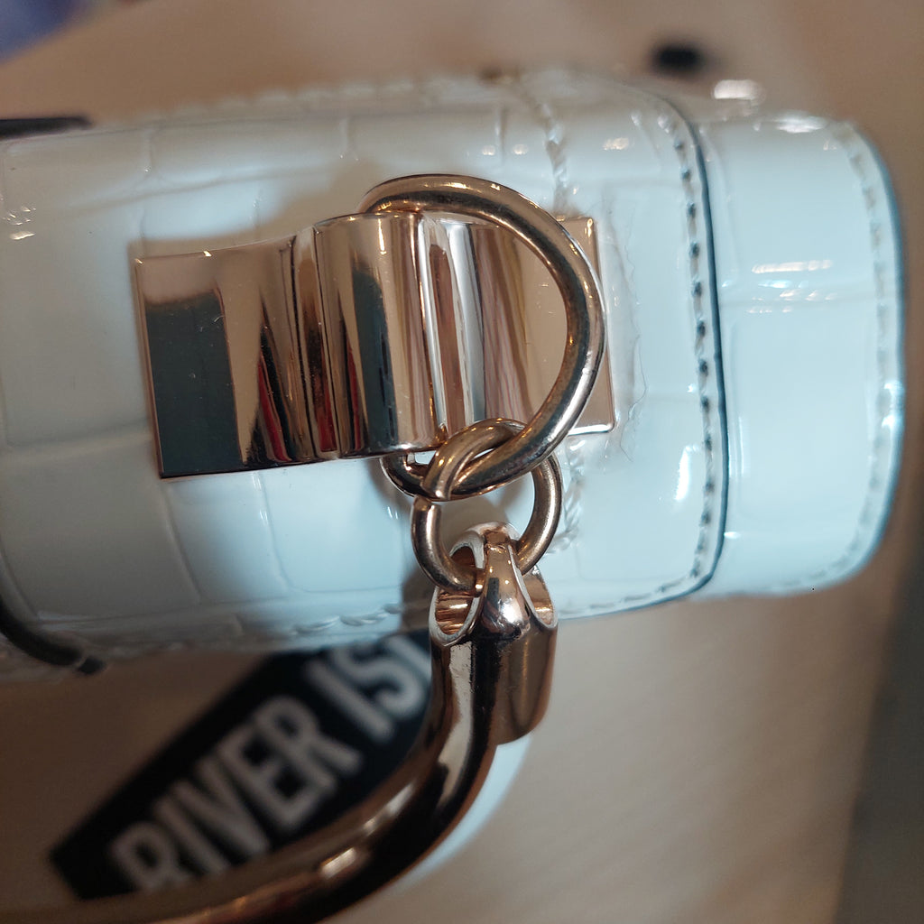 River Island White Croc Textured Faux Leather Crossbody Bag | Pre Loved |