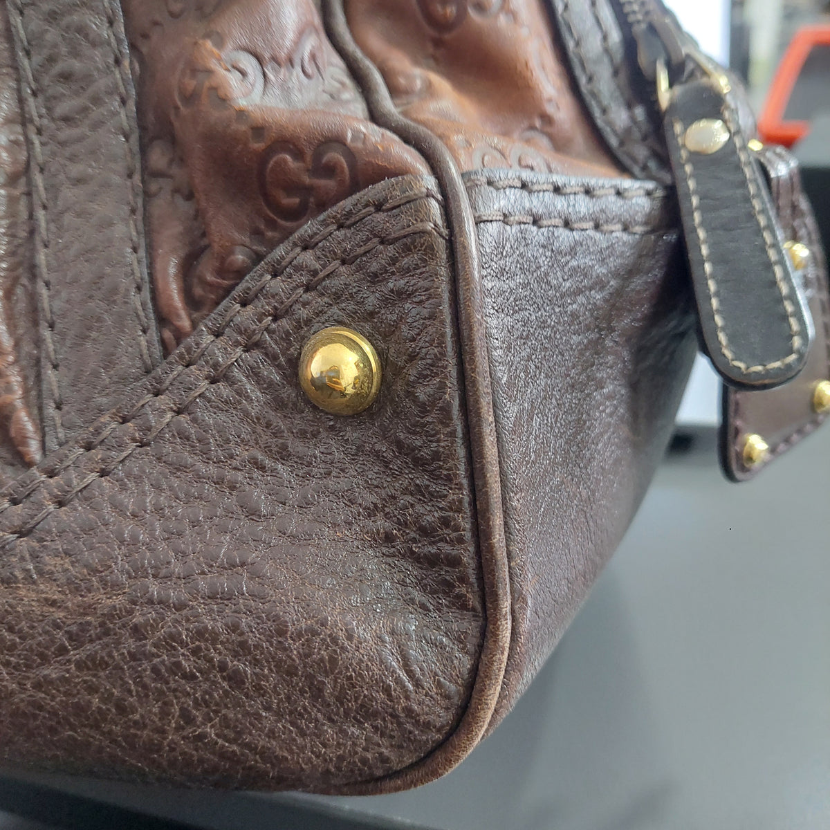 Gucci Brown Guccissima Leather Boston Bag | Pre Loved |