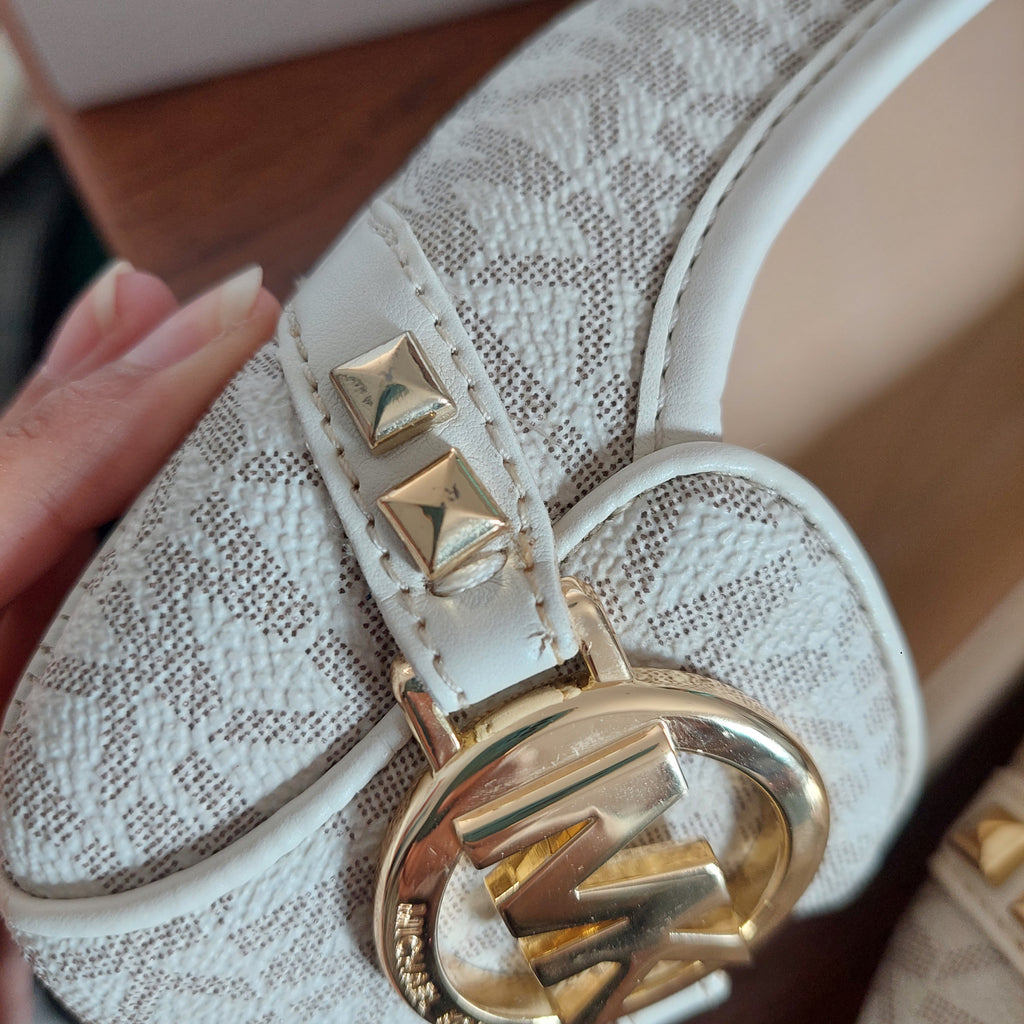 Michael Kors Vanilla Leather Fulton Studded Logo Moccasins | Pre Loved |