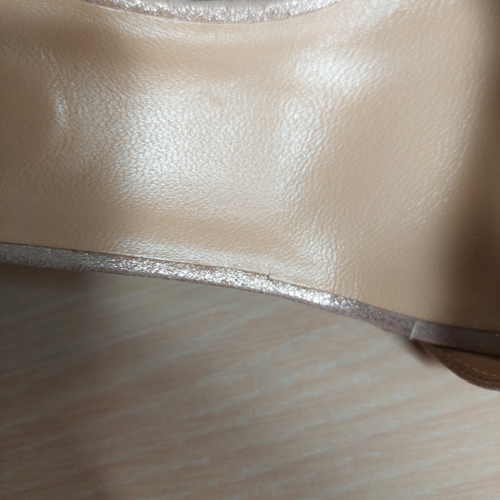 Sergio Rossi Rose Pink Metallic Leather Heels | Pre Loved |