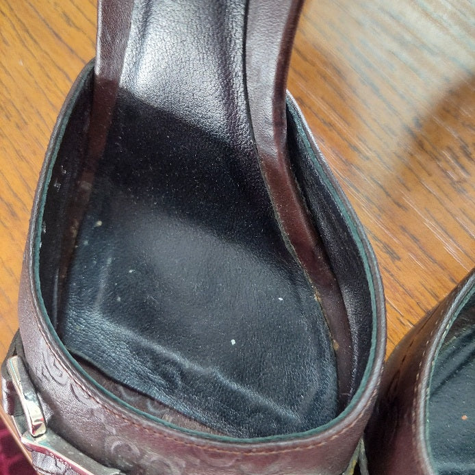 Gucci Brown Guccissima Leather Horsebit D'orsay Peep Toe Pumps | Pre Loved |