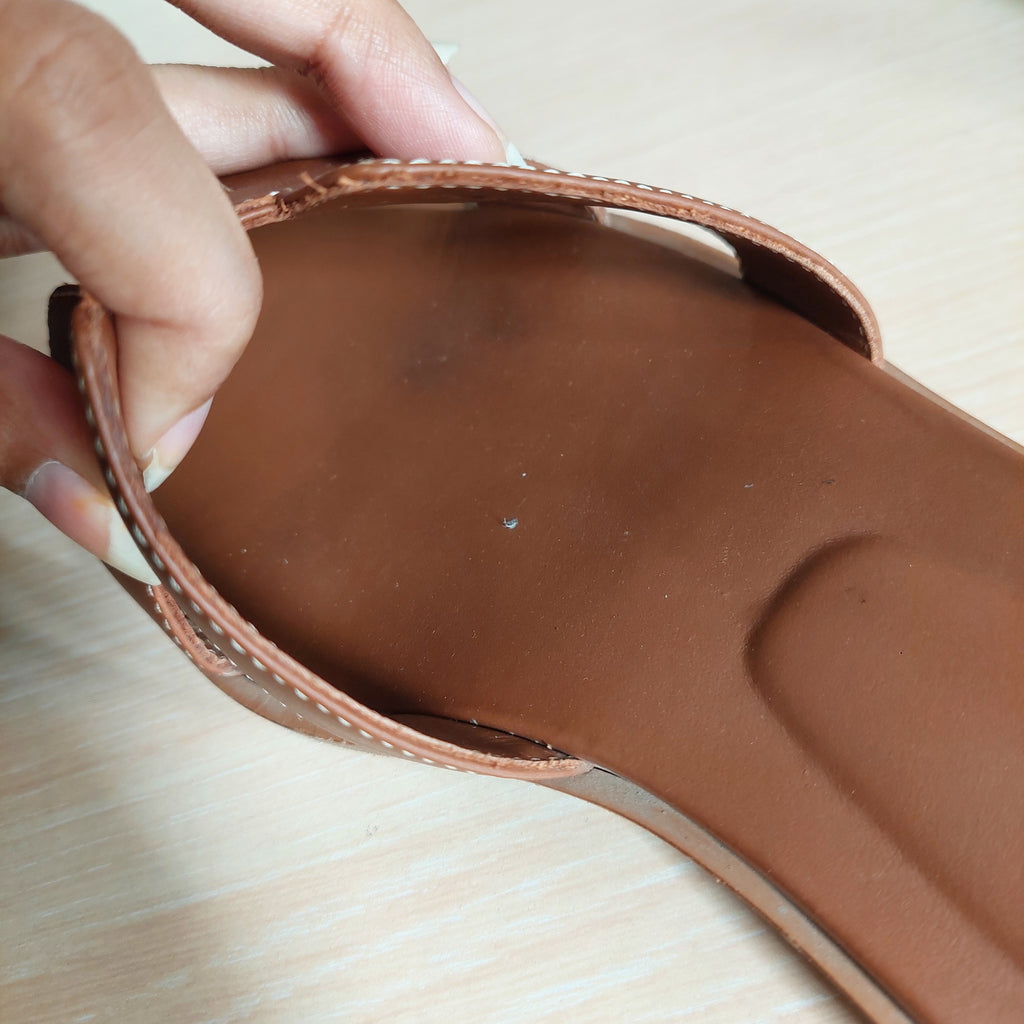 Hermes Brown Leather 'Oran' Sandals | Pre Loved |