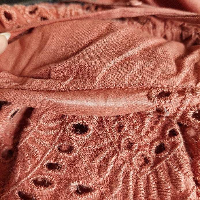 American Eagle Outfitters Dark Peach Cutwork Sleeveless Jumpsuit | Pre Loved |