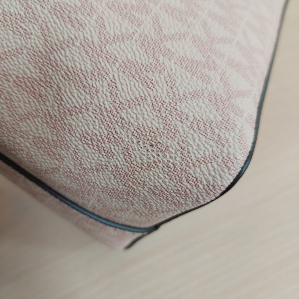 Michael Kors Powder Blush Monogrammed Canvas 'Suri' Small Bucket Bag | Gently Used |