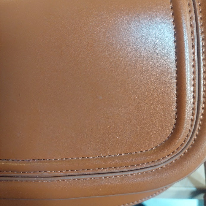 ZARA Tan Leatherette Saddle Crossbody Bag | Pre Loved |