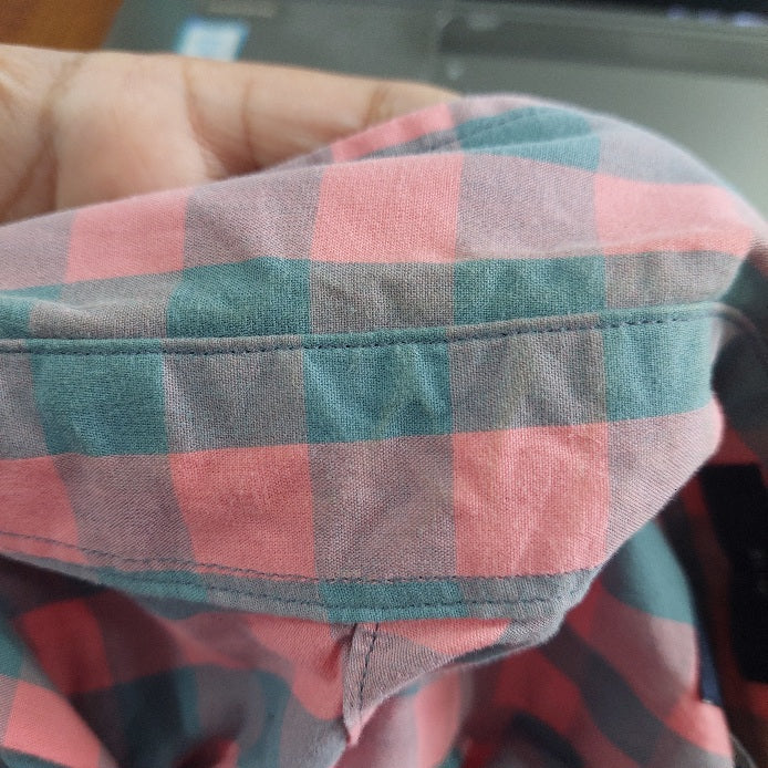 J.Crew Men's Pink Check Print Collared Shirt | Pre Loved |