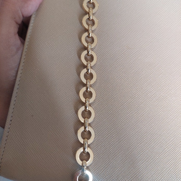 Salvatore Ferragamo Beige Leather Gancini Chain Shoulder Bag | Pre Loved |