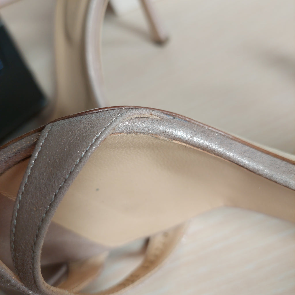 Sergio Rossi Rose Pink Metallic Leather Heels | Pre Loved |