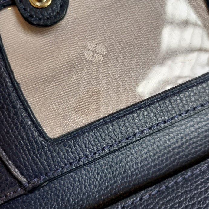 Kate Spade Navy Leather Small Slim Bifold Wallet | Pre Loved |