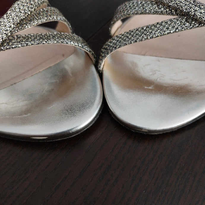 Jimmy Choo Gold Glitter Leather Heels | Pre Loved |