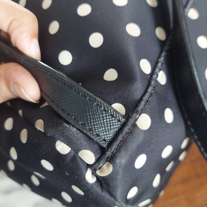 Kate Spade Black Polka Dot Leather Trim Backpack | Pre Loved |