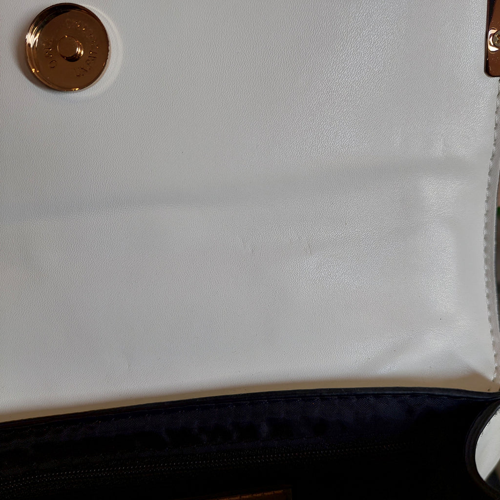 River Island White Croc Textured Faux Leather Crossbody Bag | Pre Loved |