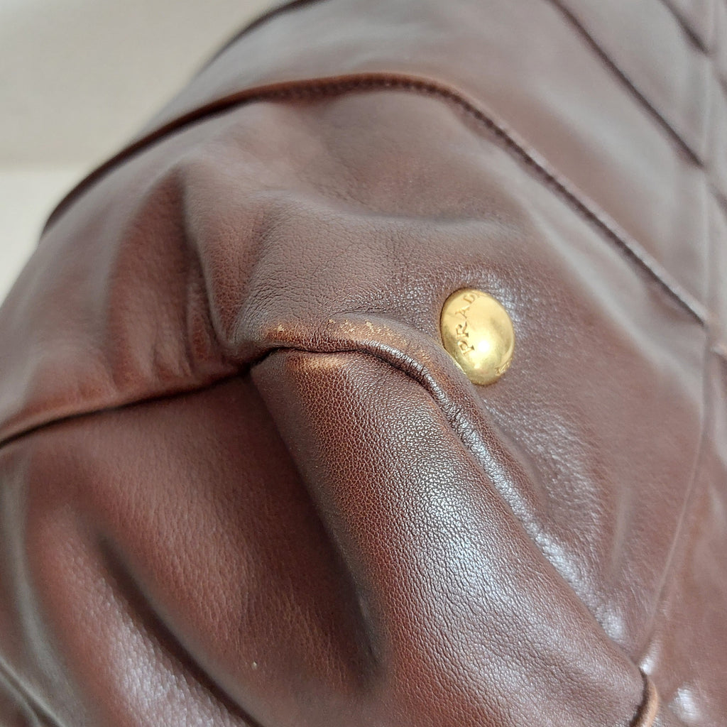 Prada Tan Leather & Plastic Chain Shoulder Bag | Gently Used |