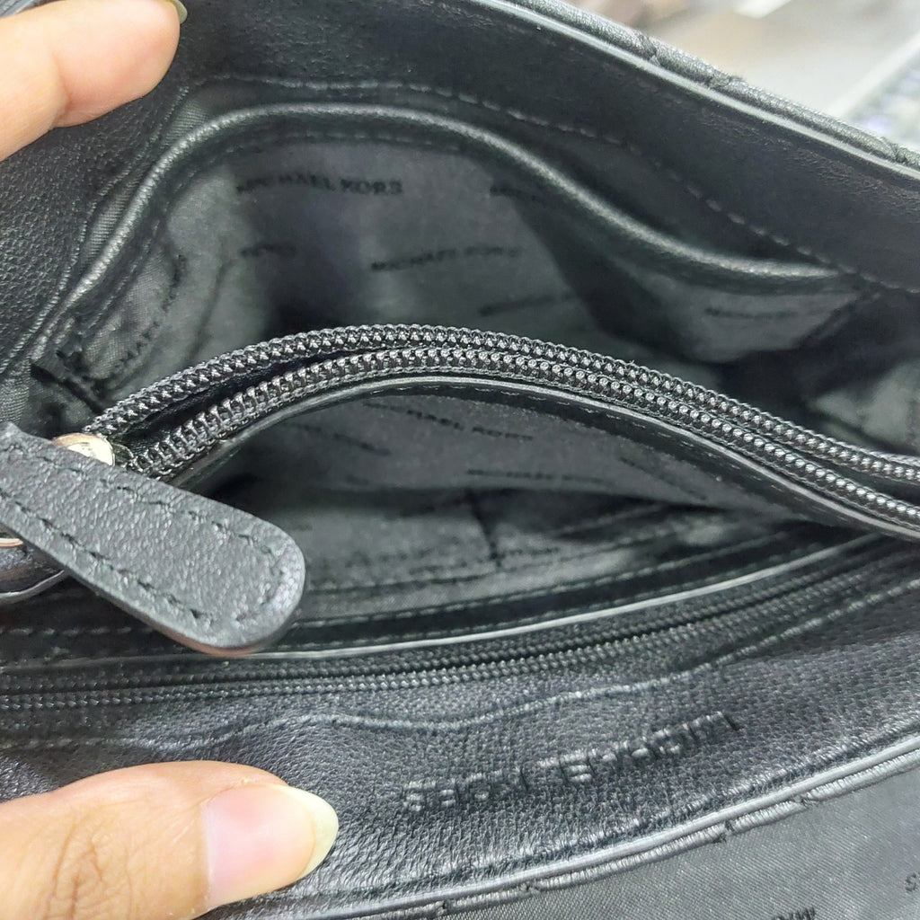 Michael Kors Black Quilted Leather Faux-Pearl Embellished 'Sloan' Shoulder Bag | Gently Used |