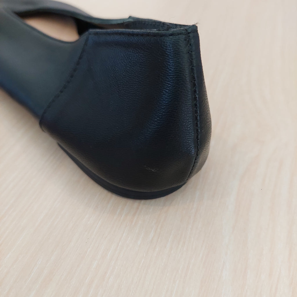 ZARA Black Leather Ballet Flats | Pre Loved |
