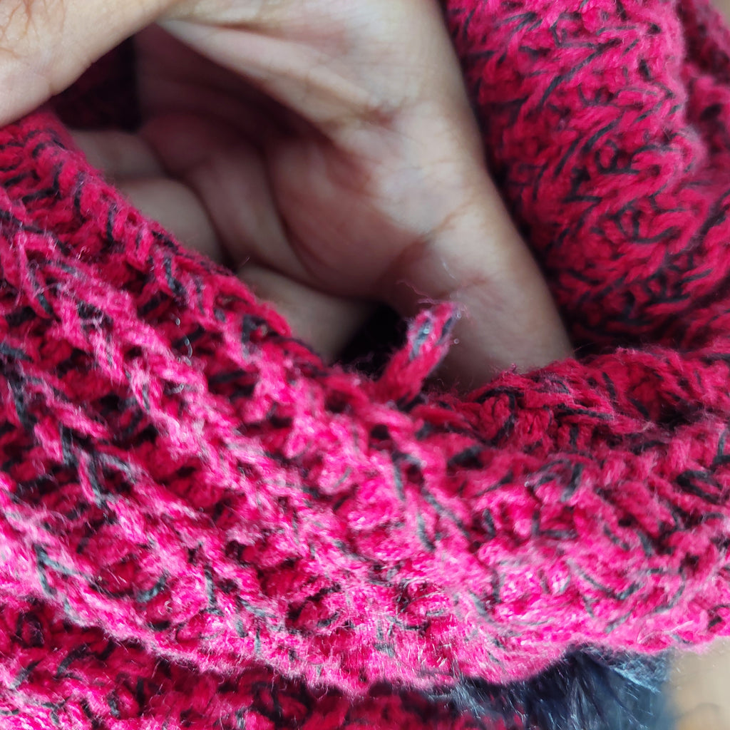 Two By Vince Camuto Red & Black Fur Sweater | Gently Used |