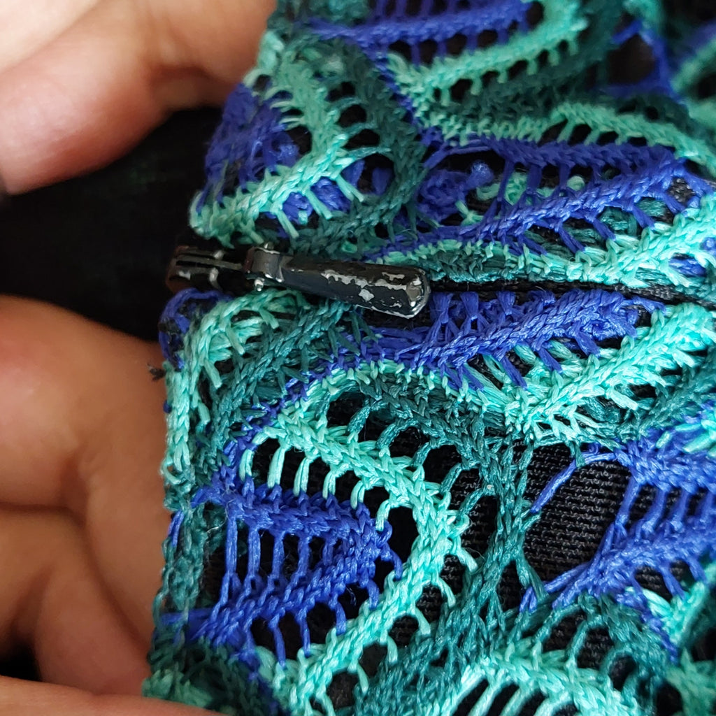 Maje Blue & Green Crochet Knee Length Dress | Pre Loved |