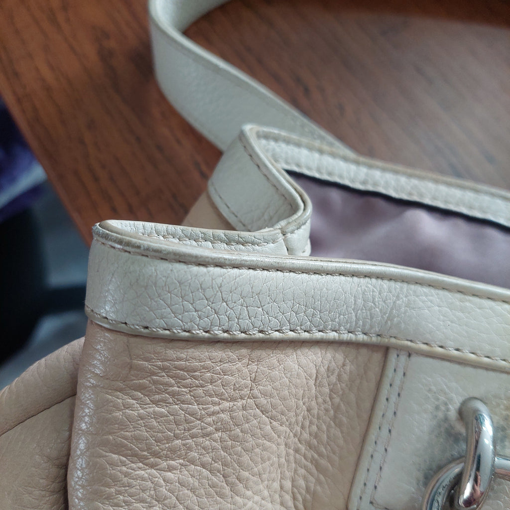 Coach Beige & Ivory Pebbled Leather Penelope Shoulder Bag | Pre Loved |