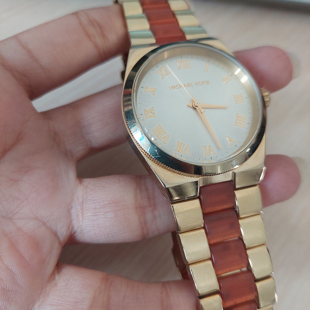 Michael Kors Gold & Orange MK-1653 Channing Stainless Steel Watch | Pre Loved |