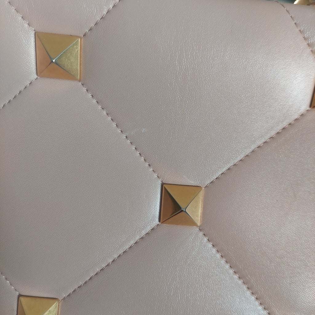 Valentino Rose Cannelle Leather Medium Roman Stud Top Handle Bag | Pre Loved |