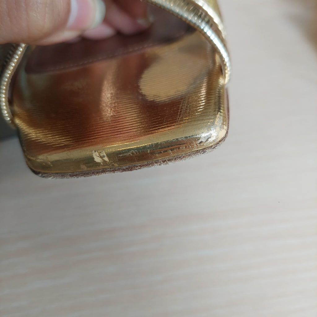 Malone Souliers Gold Textured Leather Penn Flat Slides | Pre Loved |