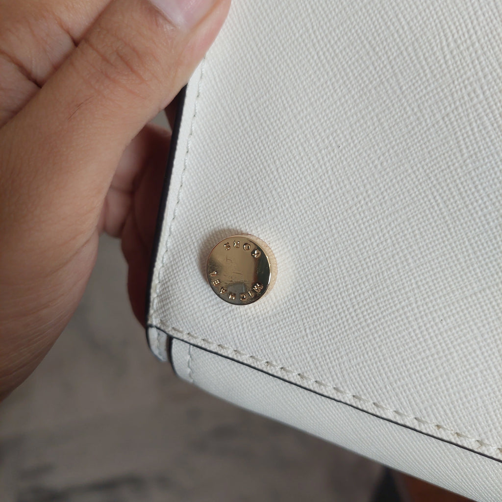 Michael Kors White “HOPE” Large Leather Satchel Bag | Pre Loved |