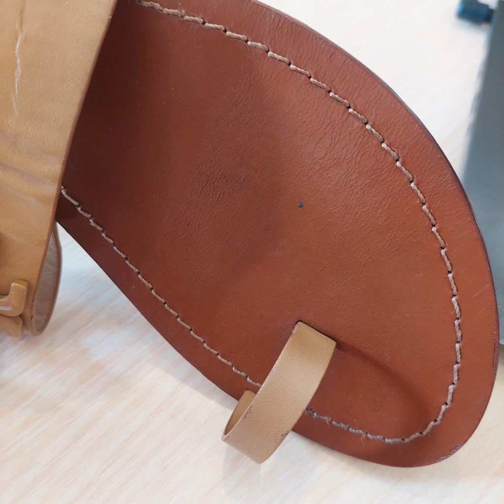 Tory Burch Beige Leather 'Lowell 2' Flat Slide Sandals | Pre Loved |