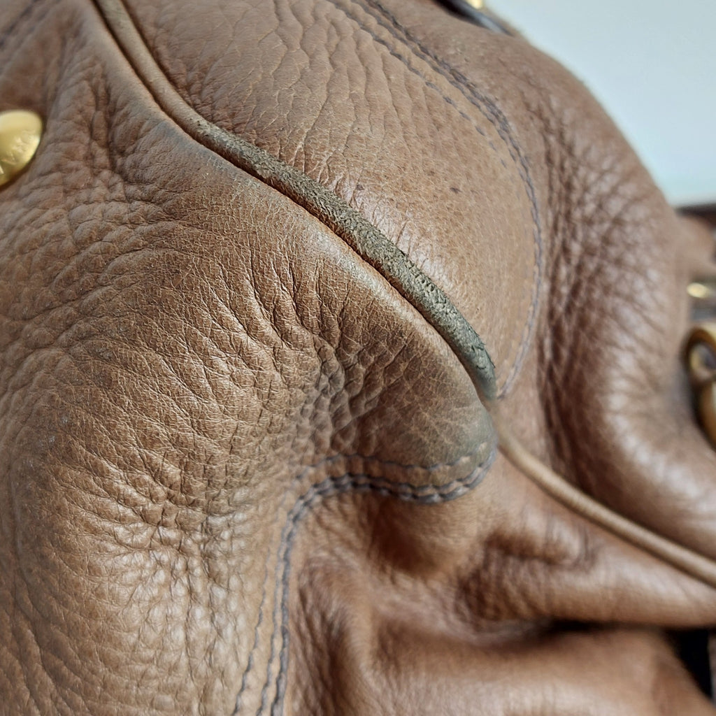 Prada Brown Cervo Leather Dragon Satchel Bag | Pre Loved |