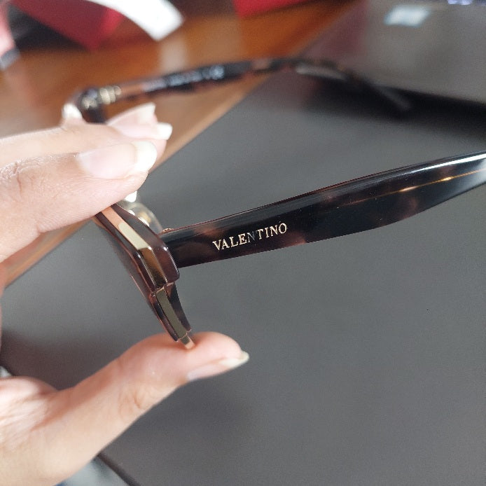 Valentino Dusky Pink/Black Cat Eye Acetate Cube Havana VA4026 Sunglasses | Like New |