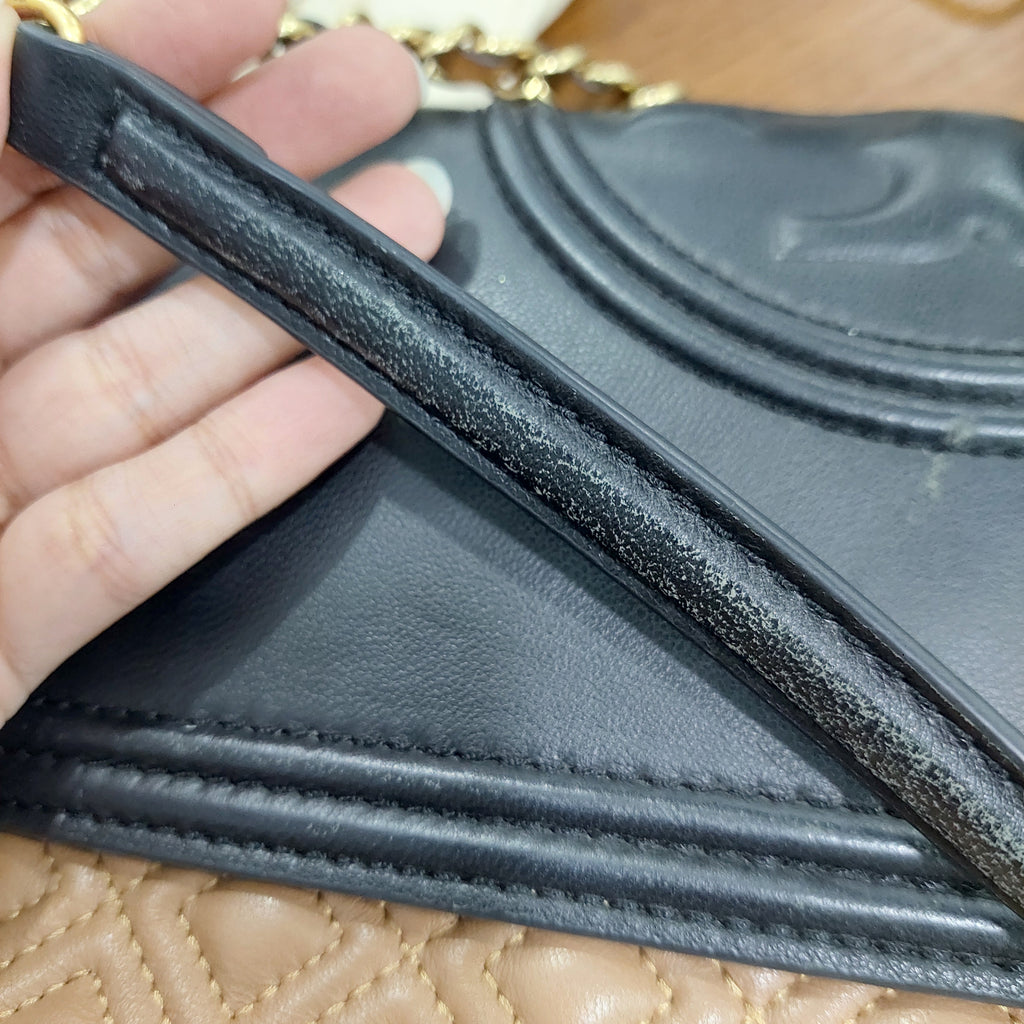 Tory Burch Tri Color Quilted Leather Fleming Shoulder Bag | Pre Loved |