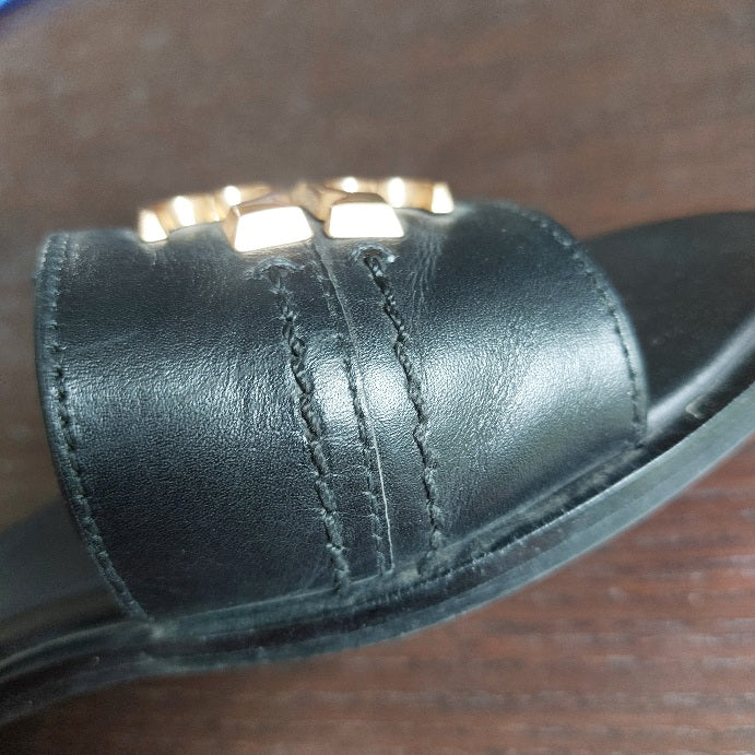 Tory Burch Black Leather 'Everly' Slide Sandals | Gently Used |