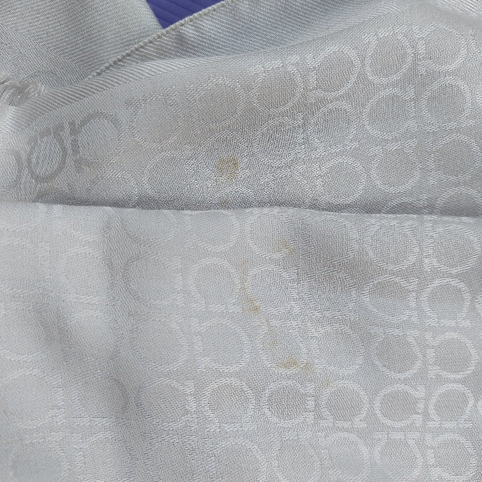 Salvatore Ferragamo Light Grey Monogram Silk Scarf | Pre Loved |