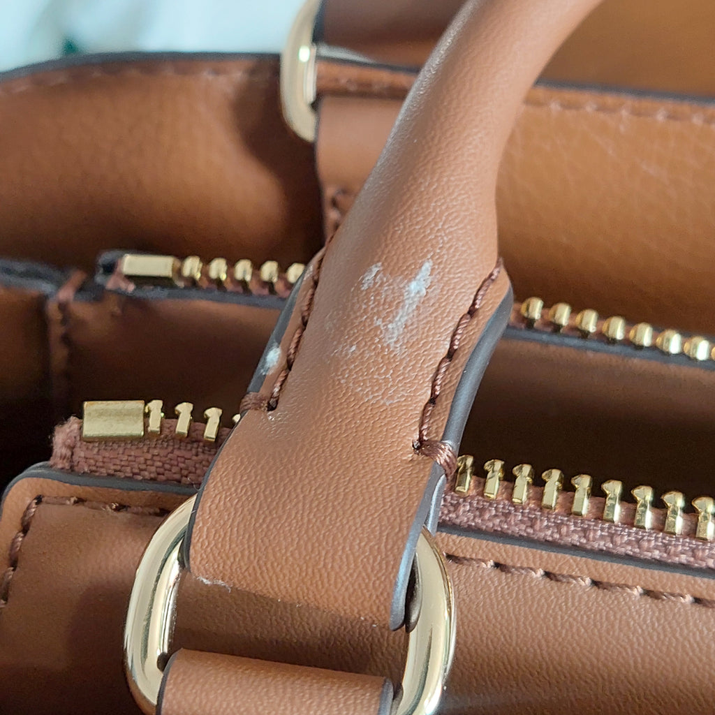 Michael Kors Brown Signature Leatherette Reed Satchel Bag | Gently Used |