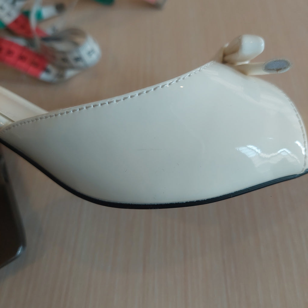Mango White Bow Leatherette Heels | Gently Used |
