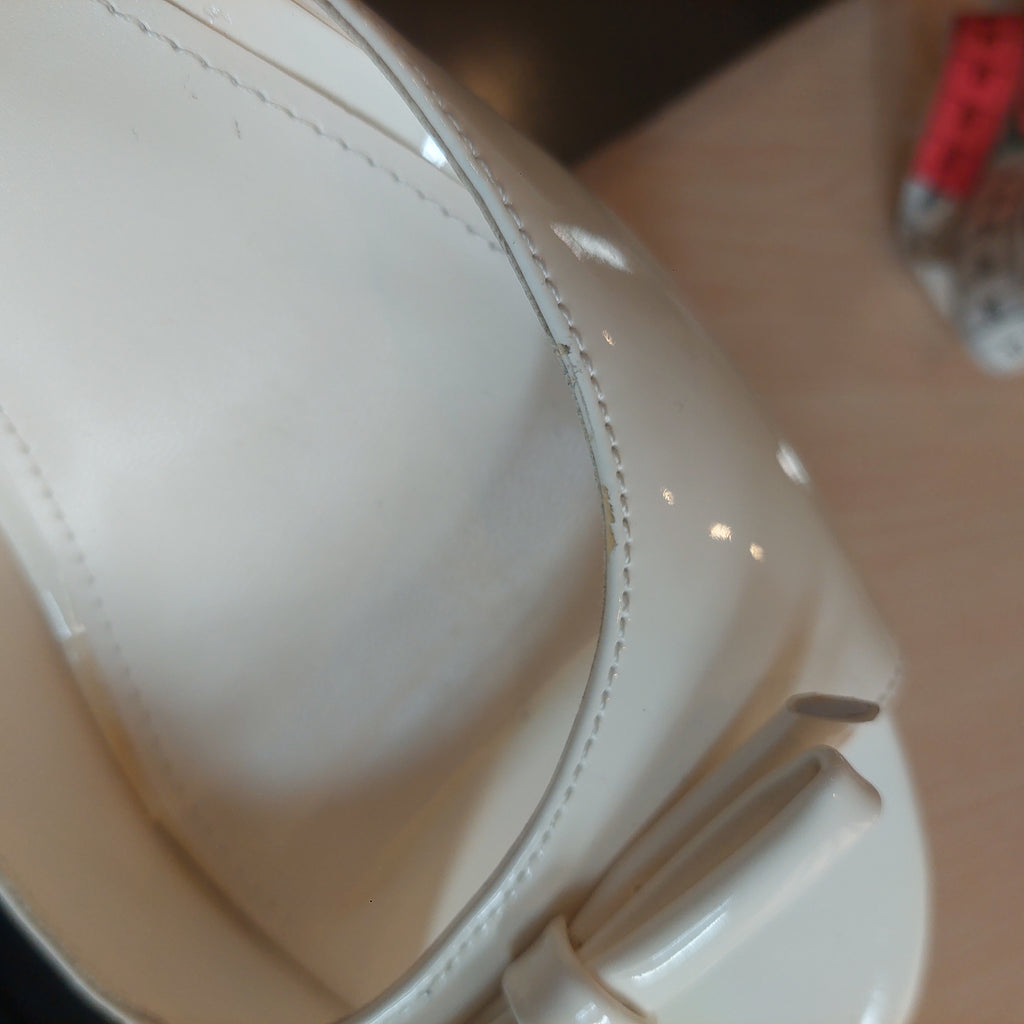 Mango White Bow Leatherette Heels | Gently Used |