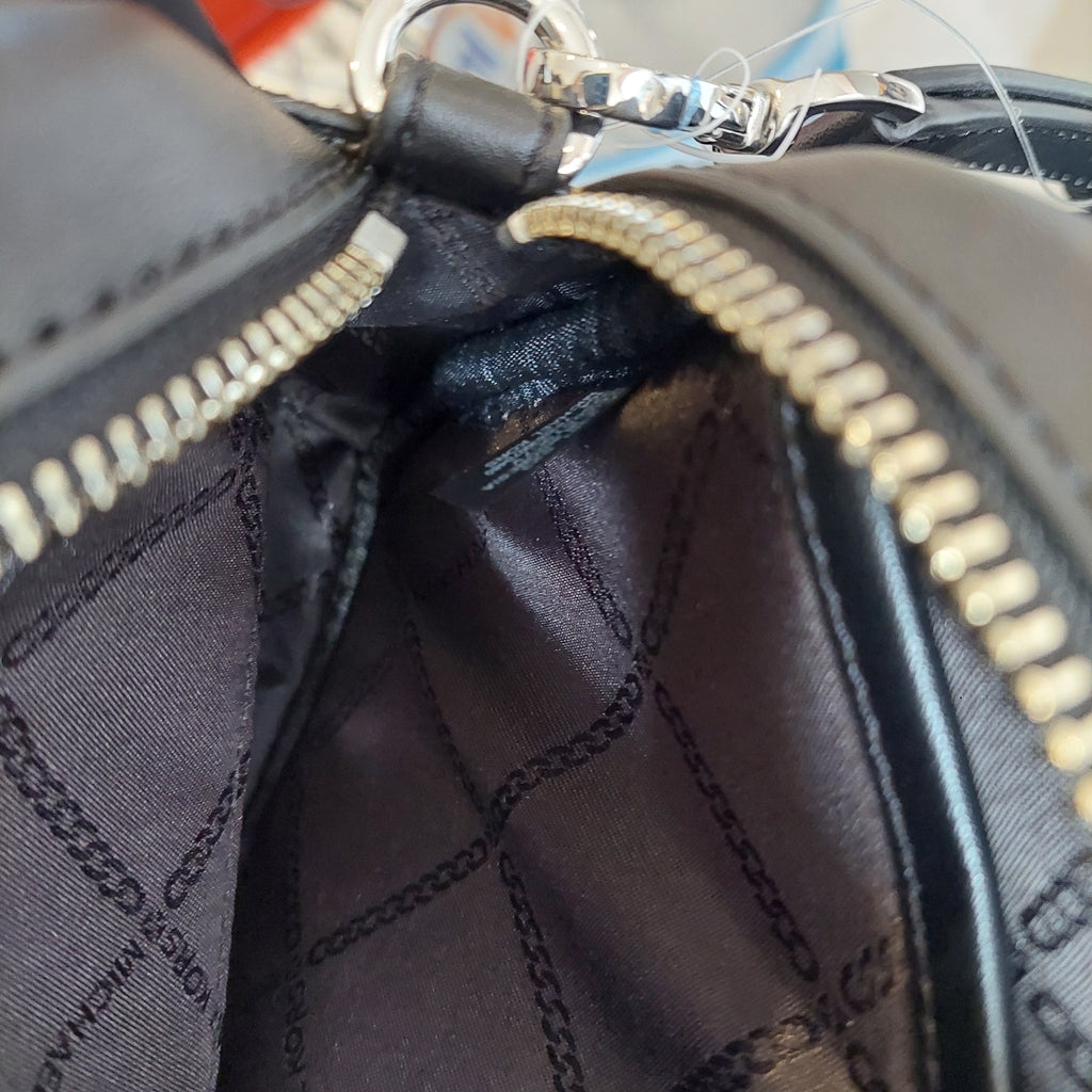 Michael Kors Black & White Jet Set Charm Camera Crossbody Bag | Brand New |