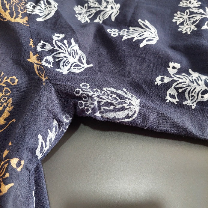 Blocked Navy White & Gold Printed Applique Kurta | Pre Loved |