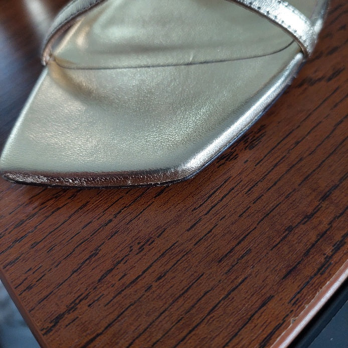 Jimmy Choo Gold Metallic Leather Azie 85 Sandals | Gently used |