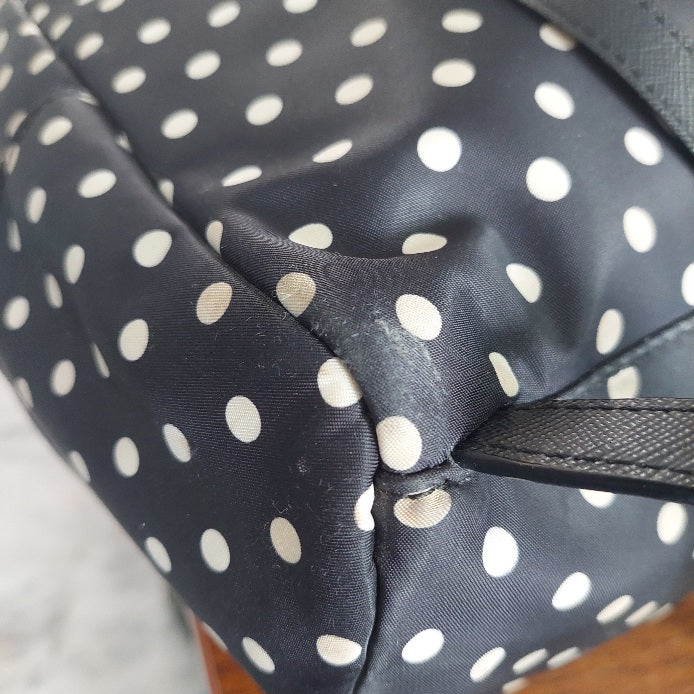 Kate Spade Black Polka Dot Leather Trim Backpack | Pre Loved |