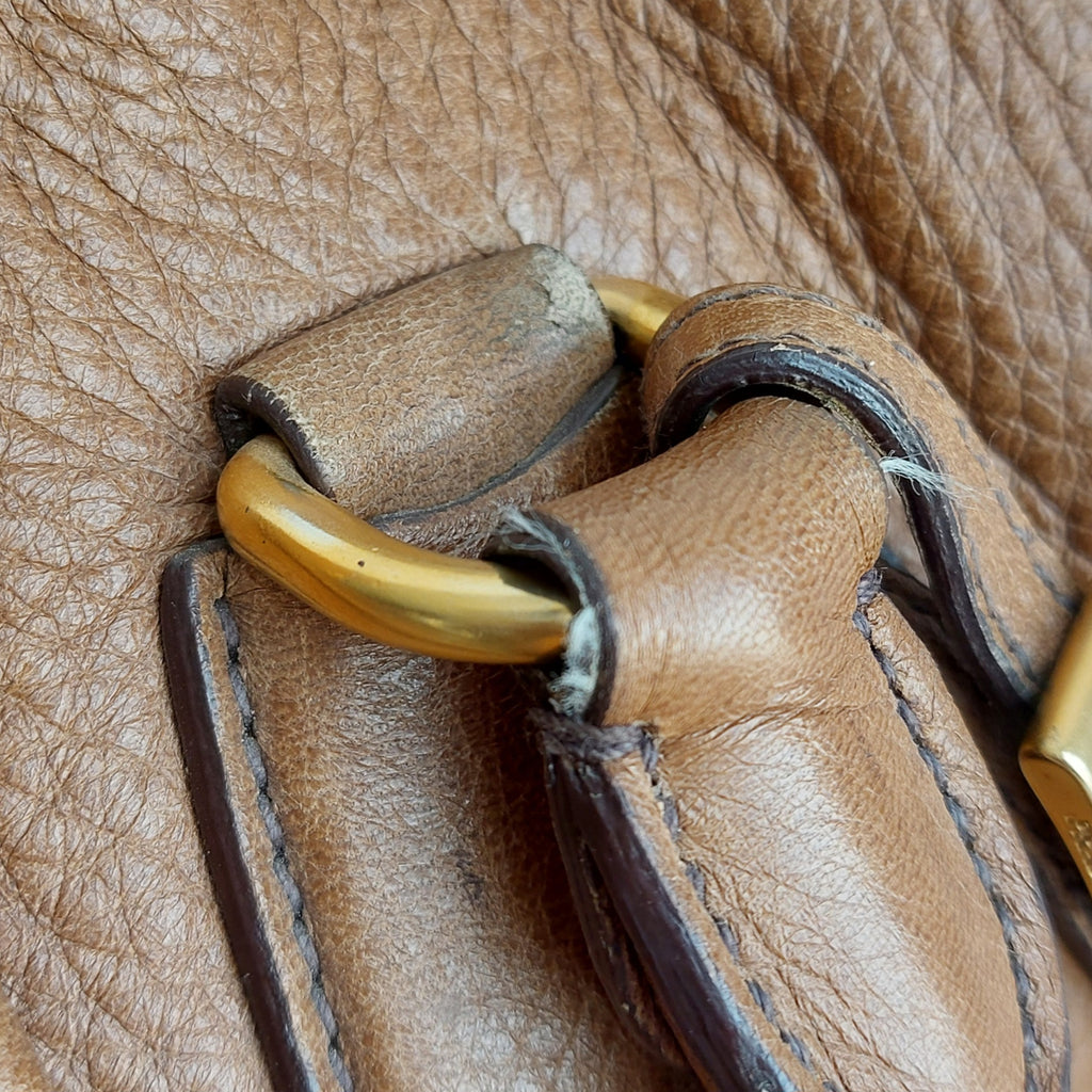 Prada Brown Cervo Leather Dragon Satchel Bag | Pre Loved |