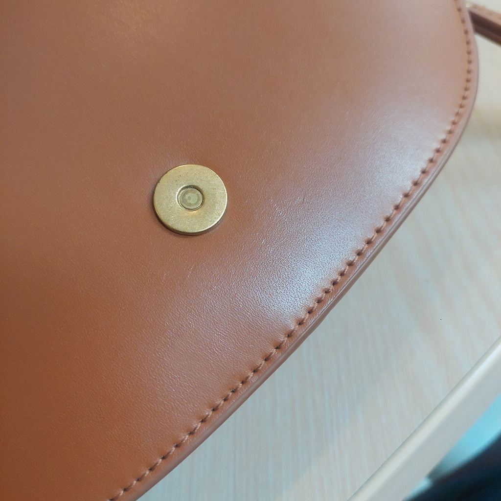 ZARA Tan Leatherette Saddle Crossbody Bag | Pre Loved |